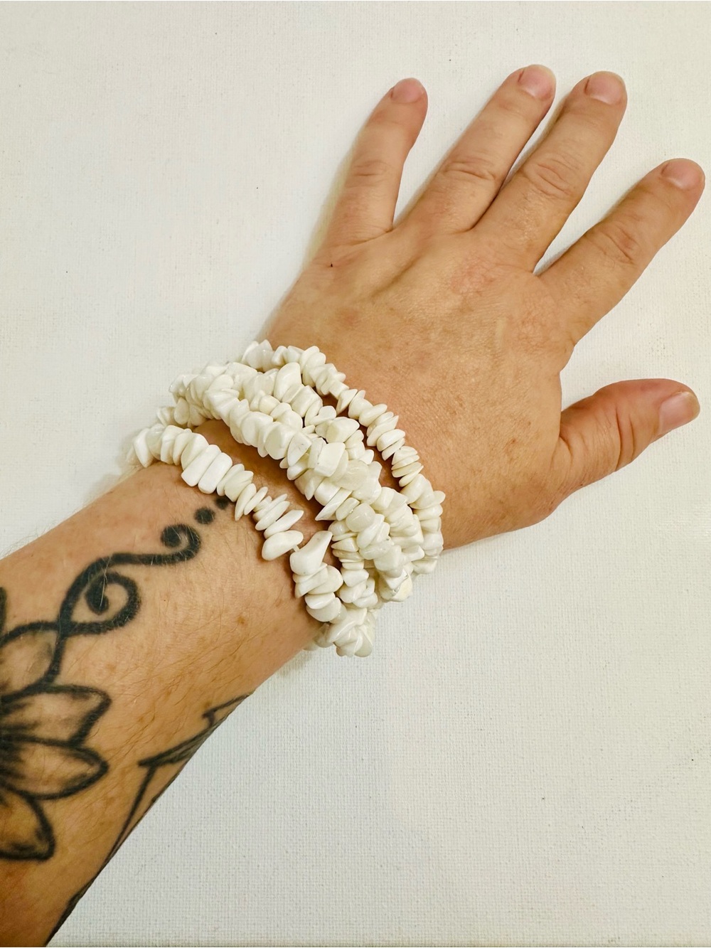 H&M White Stone Chip Beaded Multi Strand Statement Bracelet NWT